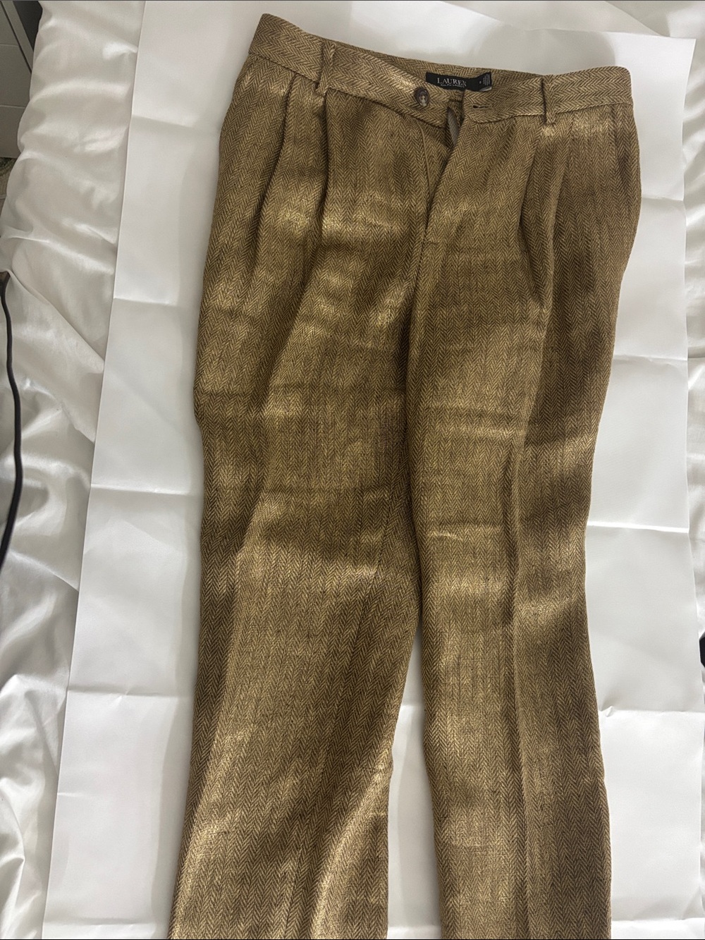Lauren Ralph Lauren Women’s Tan-Brown Herringbone Dress Pants